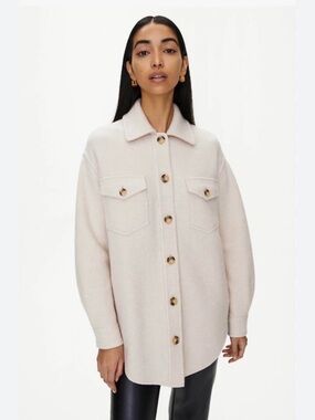 Aritzia Wilfred Free The Ganna Shirt Jacket Shacket Light Wool Jacket Cream 2XS